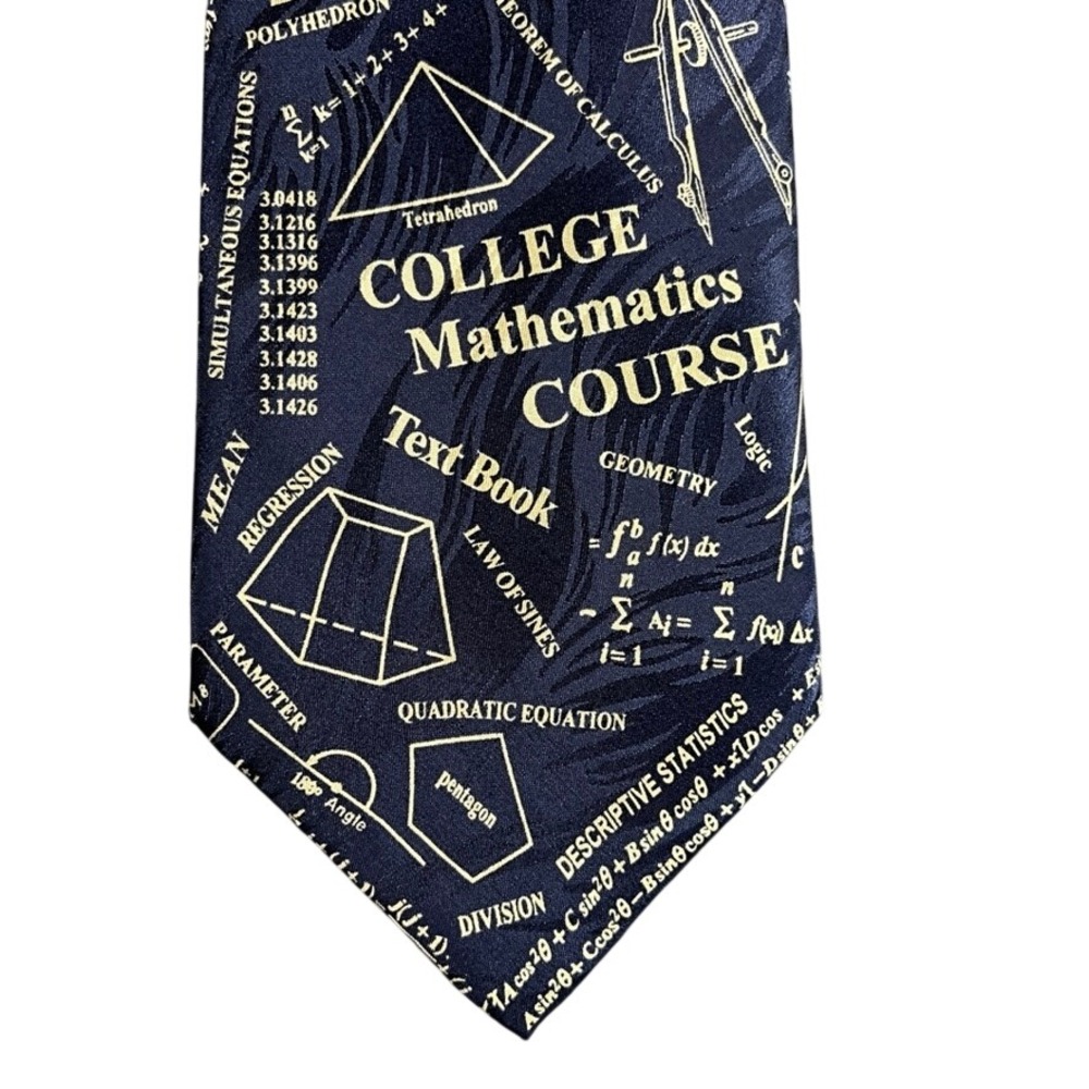 Museum Artifacts Navy Blue Silk College Mathematics Course Formula Math Tie